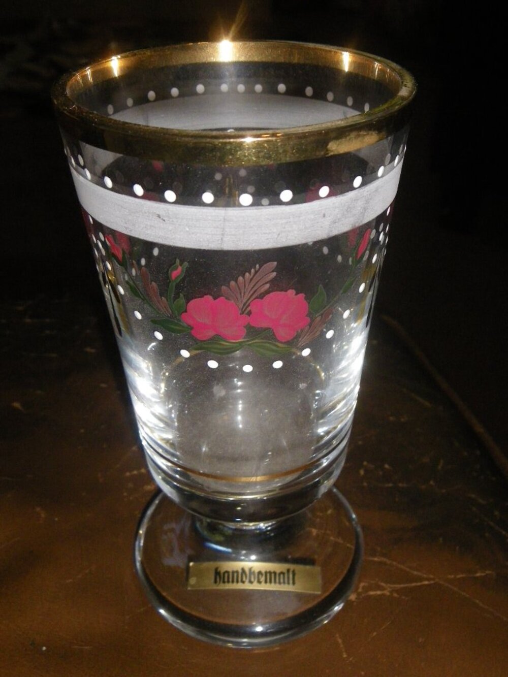 Vintage German Handbemalt Hand Painted Ornate Glass Lovely Home Decor